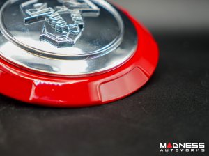 FIAT 500 Wheel Center Cap Set - set of 4 - Red/ Chrome - Scorpion Design 